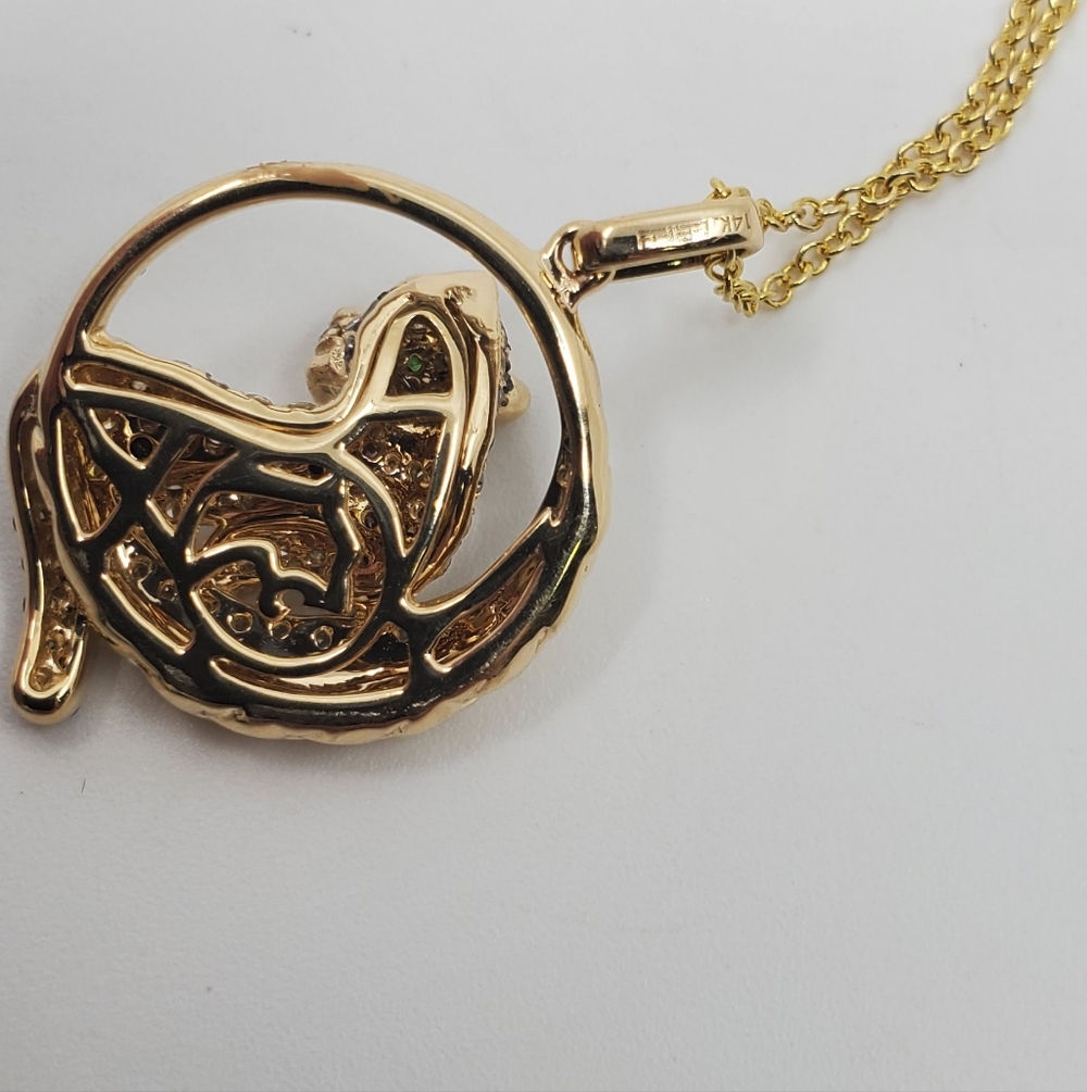 Effy 14K Yellow Gold Multi Color Diamond Panther Pendant - Picture 4 of 9